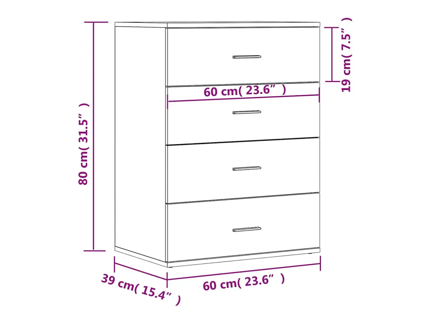 Aparadores 2 uds madera de ingeniería roble Sonoma 60x39x80 cm
