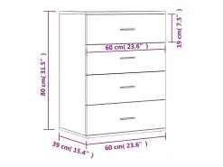 Aparadores 2 uds madera de ingeniería gris Sonoma 60x39x80 cm