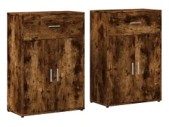 Aparadores 2 uds madera de ingeniería roble ahumado 60x30x84 cm ES650907
