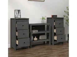 Aparadores 2 uds madera maciza de pino gris 40x35x80 cm ES78825