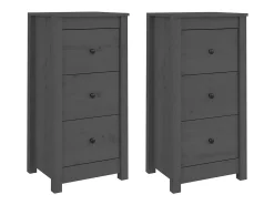 Aparadores 2 uds madera maciza de pino gris 40x35x80 cm ES78825