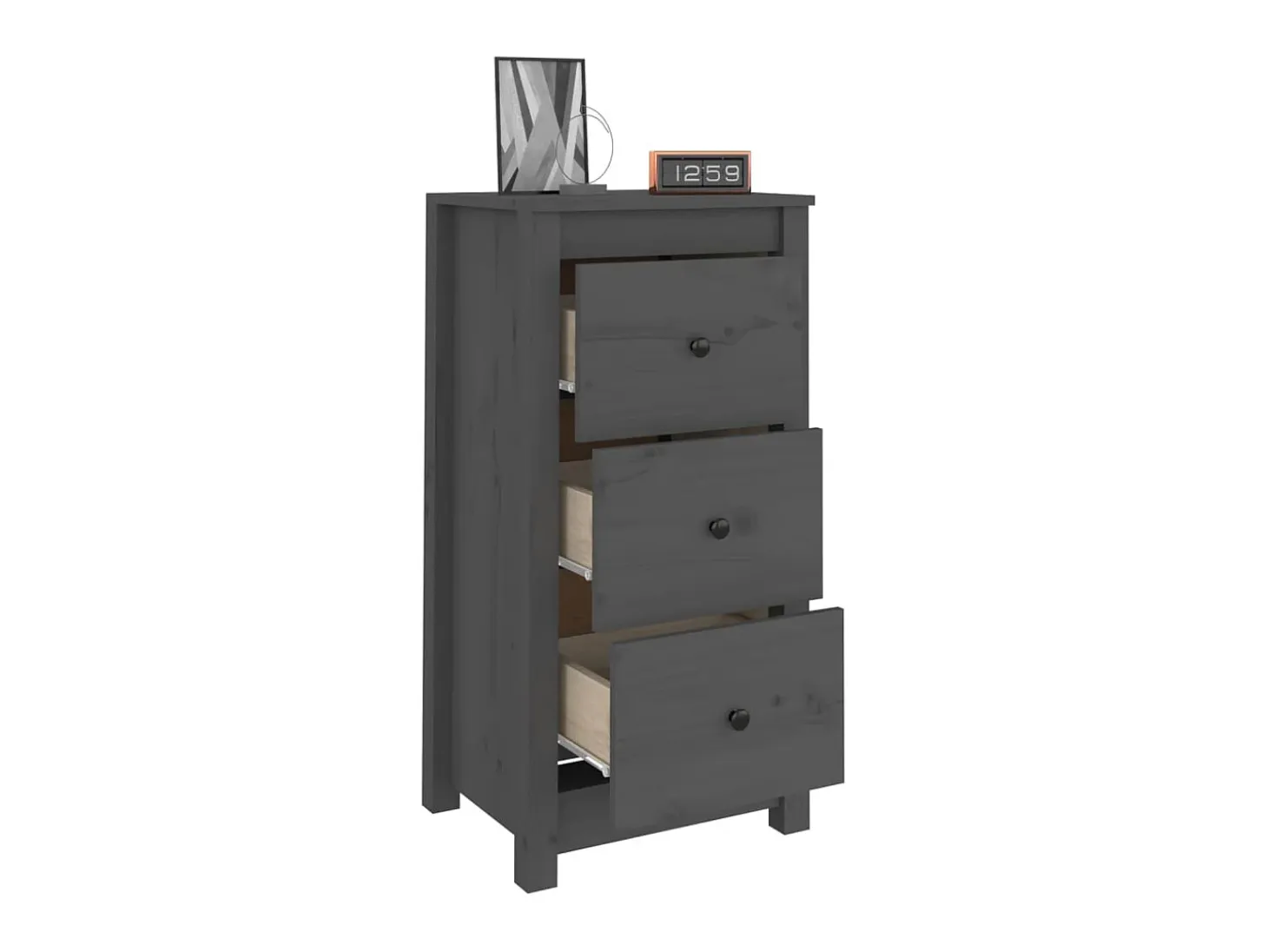 Aparadores 2 uds madera maciza de pino gris 40x35x80 cm ES78825