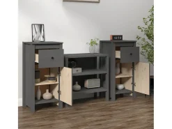 Aparadores 2 uds madera maciza de pino gris 40x35x80 cm ES91778