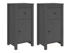 Aparadores 2 uds madera maciza de pino gris 40x35x80 cm ES91778