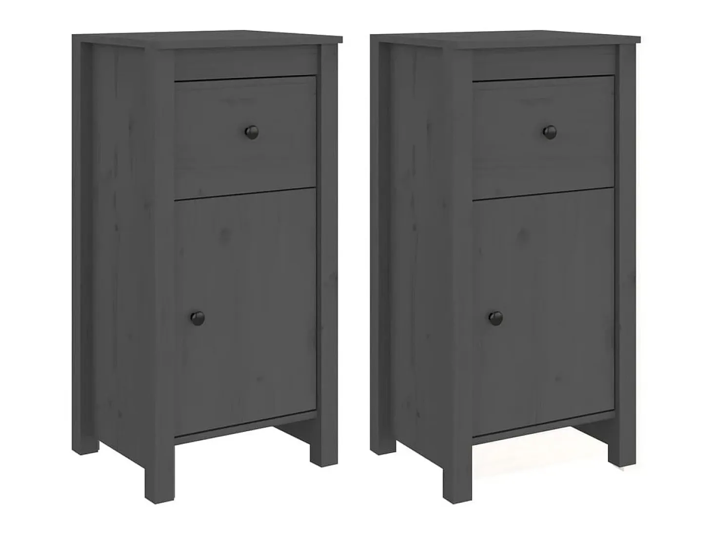 Aparadores 2 uds madera maciza de pino gris 40x35x80 cm ES91778