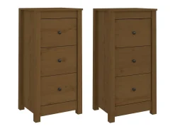 Aparadores 2 uds madera maciza de pino marrón miel 40x35x80 cm ES12407