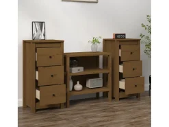 Aparadores 2 uds madera maciza de pino marrón miel 40x35x80 cm ES12407