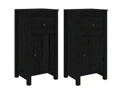 Aparadores 2 uds madera maciza de pino negro 40x35x80 cm ES98852