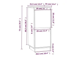 Aparadores 2 uds Negro 31,5x34x75 cm Madera maciza de pino