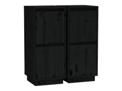 Aparadores 2 uds Negro 31,5x34x75 cm Madera maciza de pino