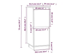 Aparadores 2 uds Negro 31,5x34x75 cm Madera maciza de pino
