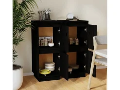 Aparadores 2 uds Negro 31,5x34x75 cm Madera maciza de pino