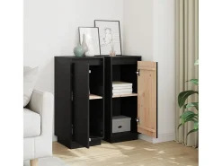 Aparadores 2 uds Negro 31,5x34x75 cm Madera maciza de pino