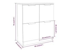 Aparadores 2 unidades madera contrachapada roble Sonoma 60x30x70 cm