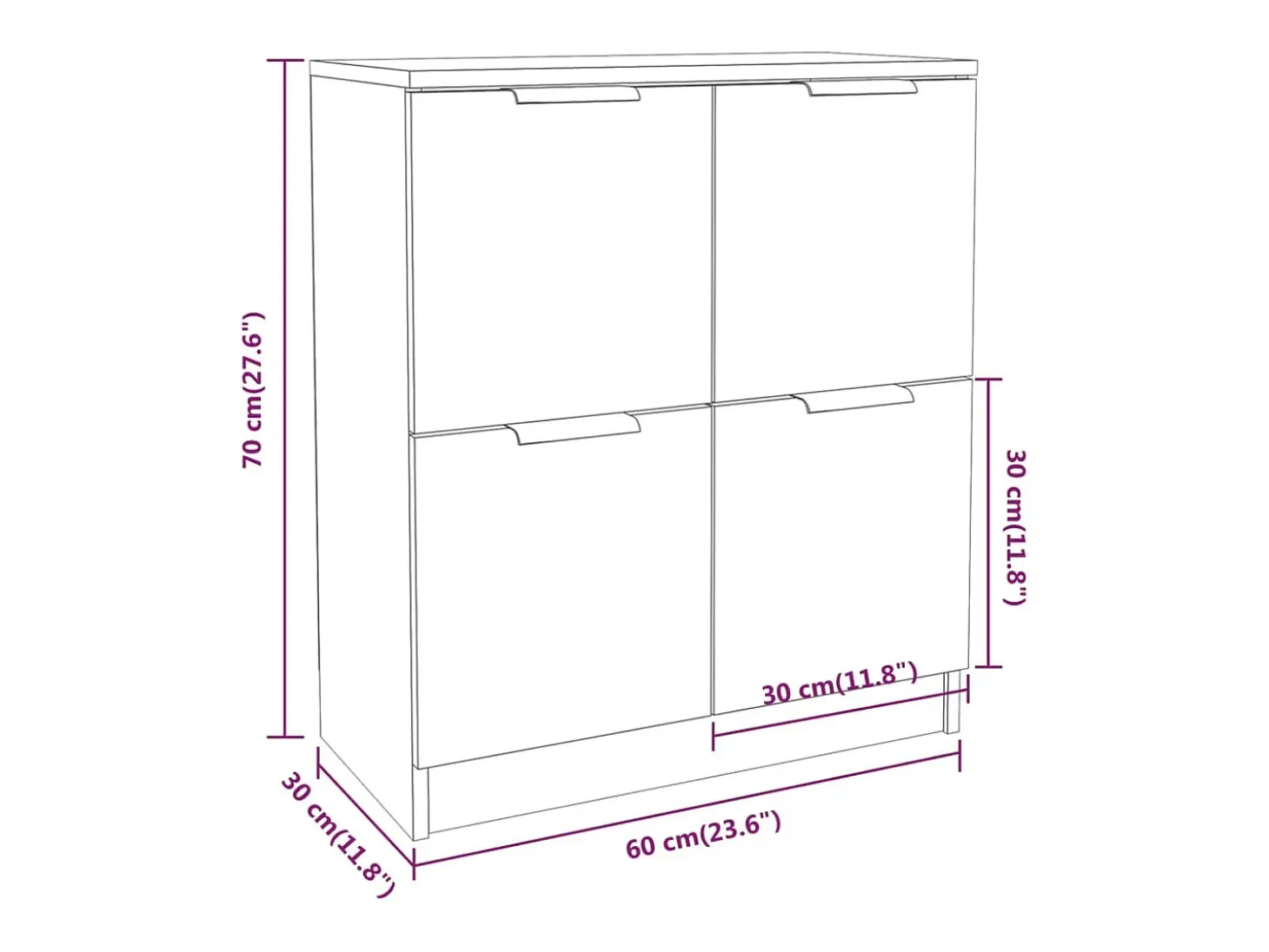 Aparadores 2 unidades madera contrachapada roble Sonoma 60x30x70 cm