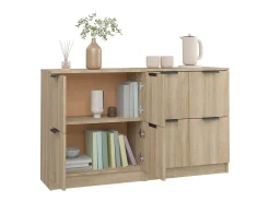 Aparadores 2 unidades madera contrachapada roble Sonoma 60x30x70 cm