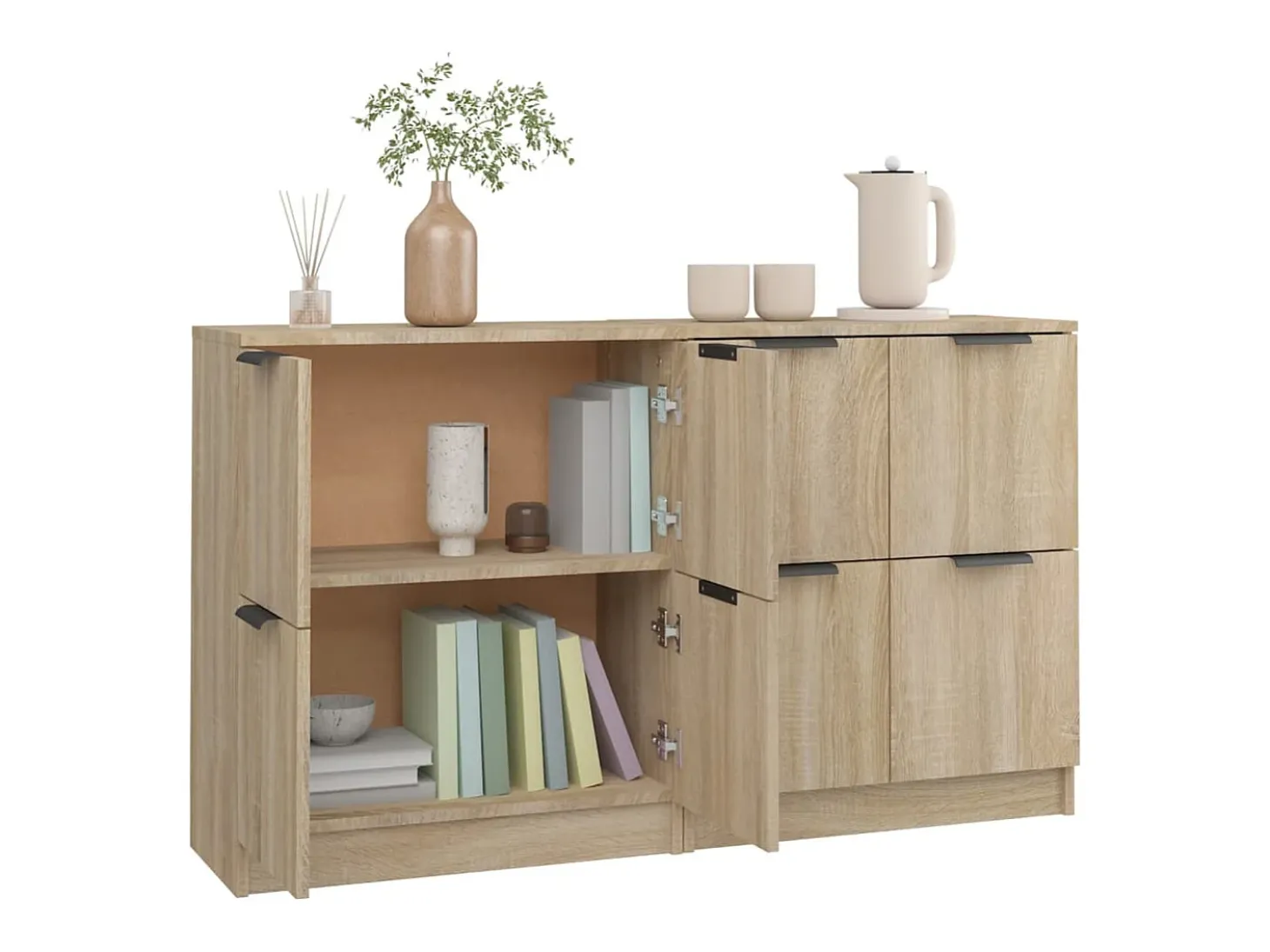 Aparadores 2 unidades madera contrachapada roble Sonoma 60x30x70 cm