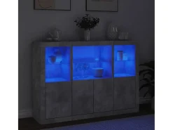 Aparadores con luces LED 3 piezas madera de ingeniería gris hormigón