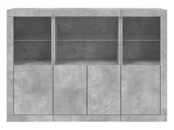 Aparadores con luces LED 3 piezas madera de ingeniería gris hormigón