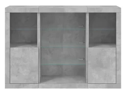 Aparadores con luces LED 3 piezas madera de ingeniería gris hormigón