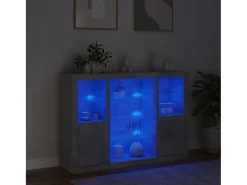 Aparadores con luces LED 3 piezas madera de ingeniería gris hormigón