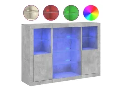 Aparadores con luces LED 3 piezas madera de ingeniería gris hormigón