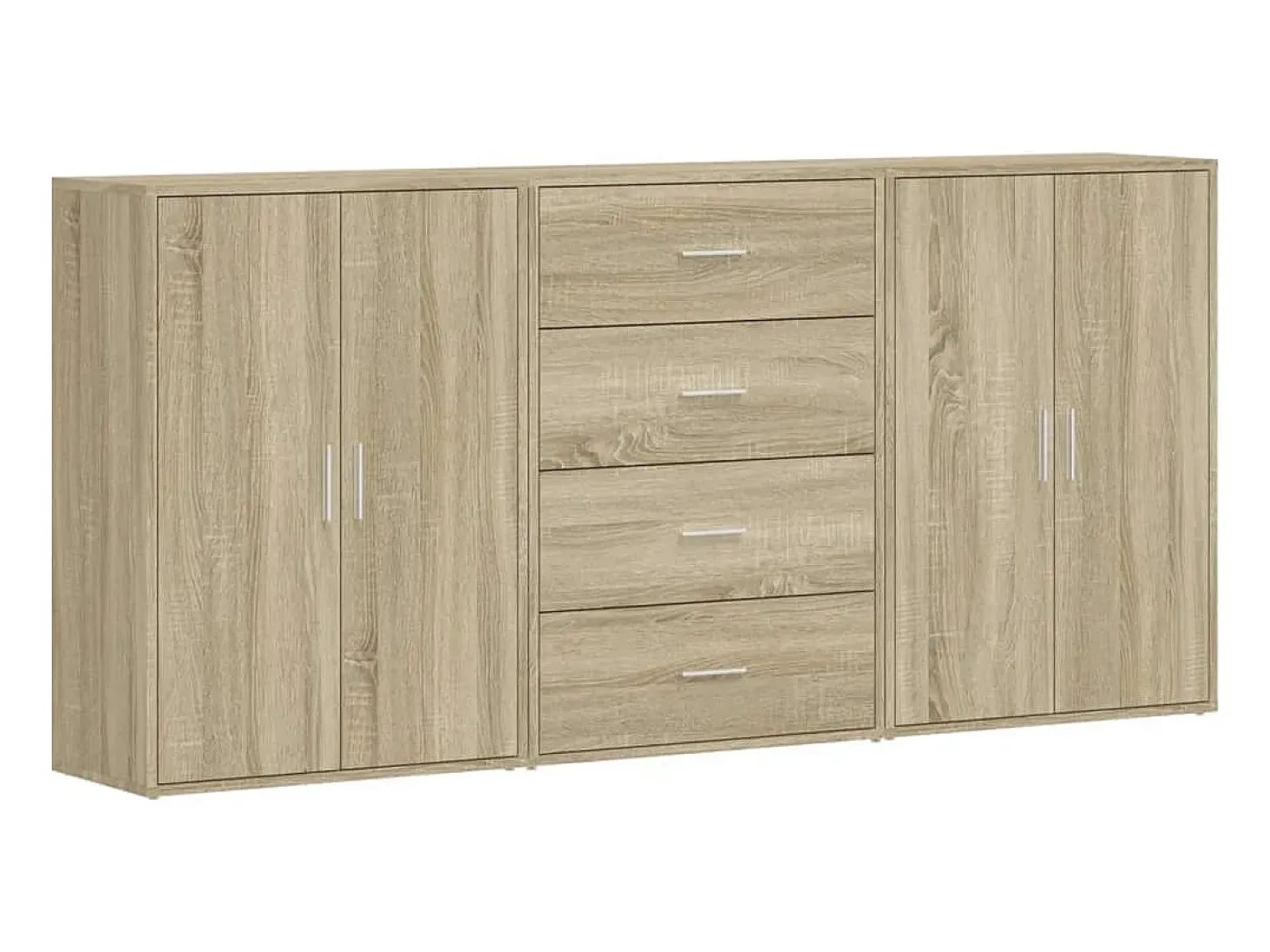 Aparadores de 3 piezas roble sonoma 60x31x84 cm madera de ingeniería