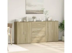Aparadores de 3 piezas roble sonoma 60x31x84 cm madera de ingeniería
