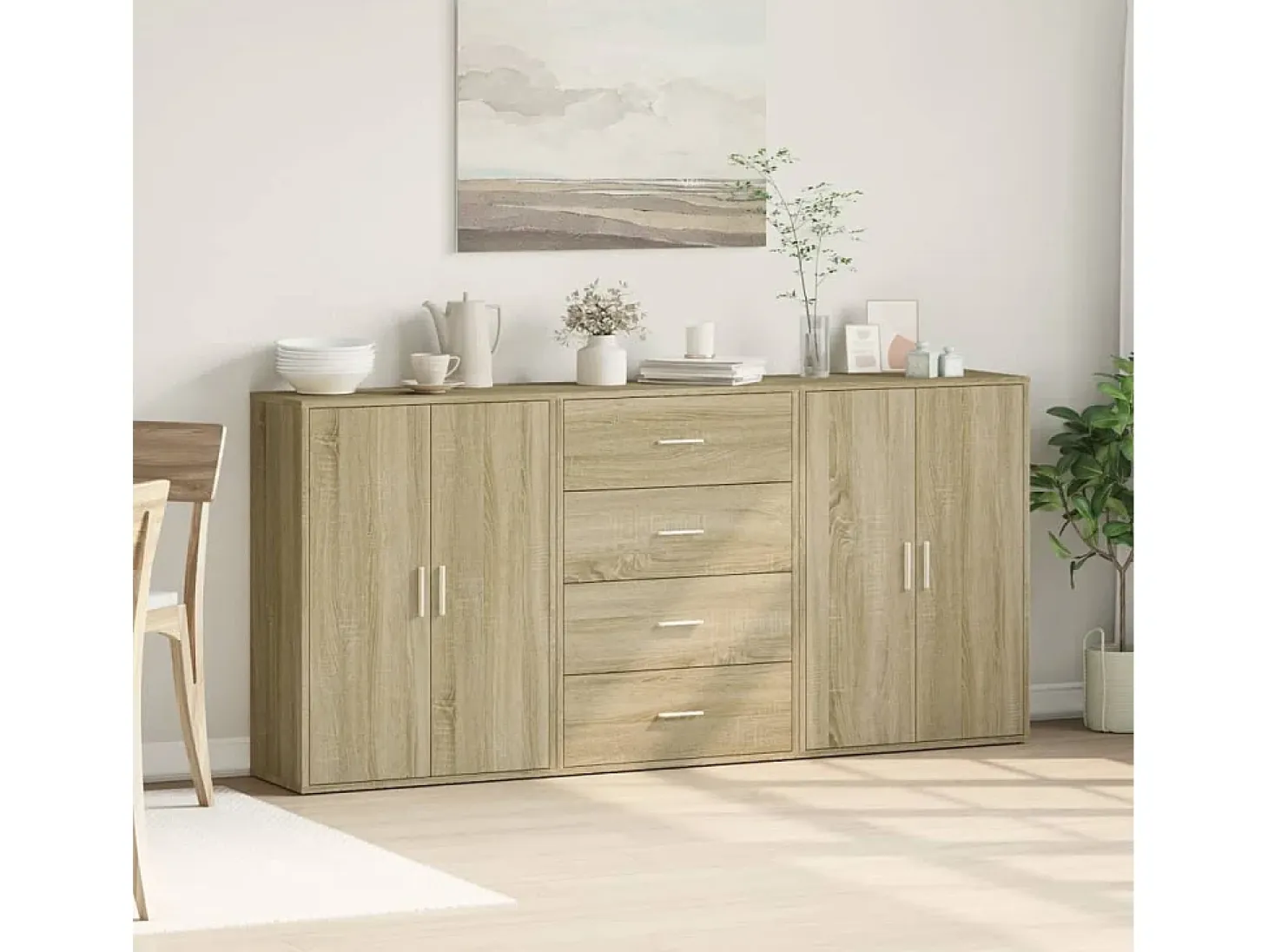 Aparadores de 3 piezas roble sonoma 60x31x84 cm madera de ingeniería