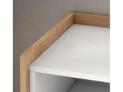Aparadores para salón, 207x80x37 cm, 4 Puertas, Chimenea eléctrica, Blanco y roble soft