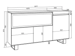 Aparadores para salón, 158x35x87cm, 3 Puertas, Chimenea eléctrica XXL, Diseño industrial, Roble
