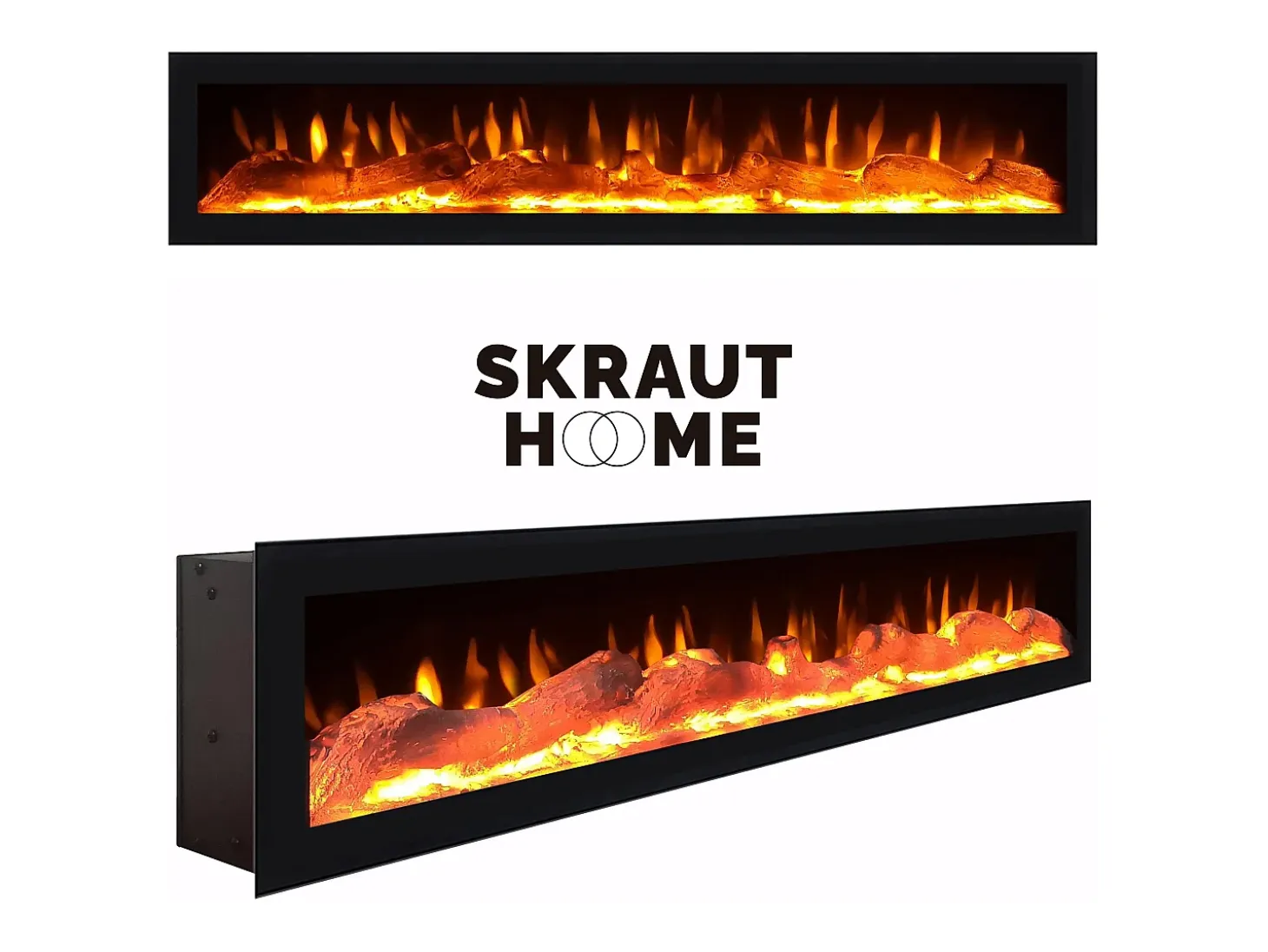 Aparadores para salón, 200x35x87cm, 4 Puertas, Chimenea eléctrica, Diseño industrial, Roble y negro