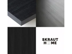 Aparadores para salón, 200x35x87cm, 4 Puertas, Diseño industrial, Blanco y negro