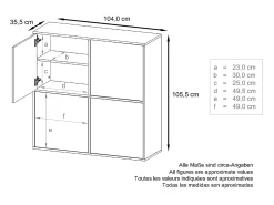 Aramario - Alacena Cuba V2 armario 104 x 105.5 x 35.5 cm armario - alacena con 8 compartimentos, cuerpo en negro mate frentes en Negro mate