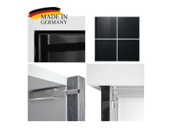 Aramario - Alacena Cuba V2 armario 104 x 105.5 x 35.5 cm armario - alacena con 8 compartimentos, cuerpo en blanco mate frentes en Negro de alto brillo