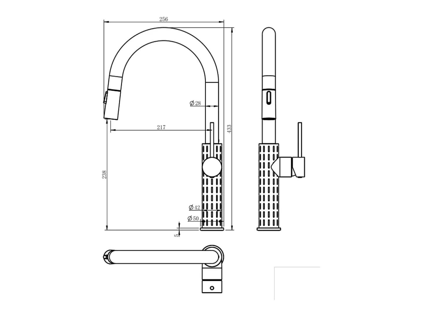 Architek mezclador de fregadero con rociador extraíble oro cepillado Essebagno