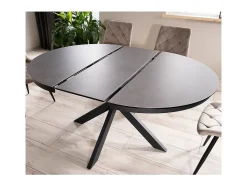 Arena 120cm mesa redonda extensible de diseño gris oscuro con patas negro mate