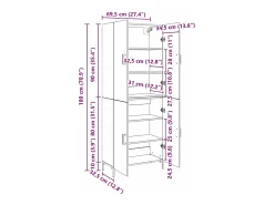 Armario alto de madera antigua 69,5 x 34 x 180 cm Madera de ingeniería
