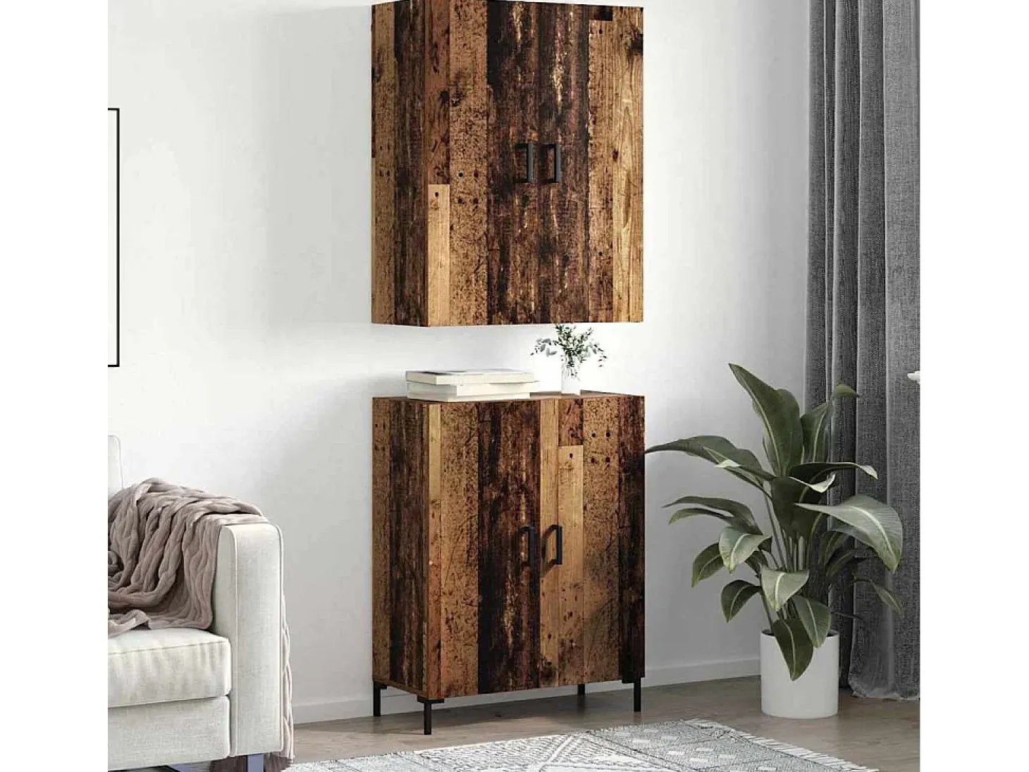 Armario alto de madera antigua 69,5 x 34 x 180 cm Madera de ingeniería