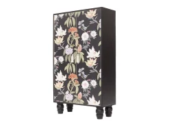 Armario aparador de MDF estampado floral sobre fondo negro