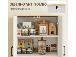 Armario auxiliar Boho Homcom 4 puertas 6 estantes ajustables blanco/natural 170x60x30 cm
