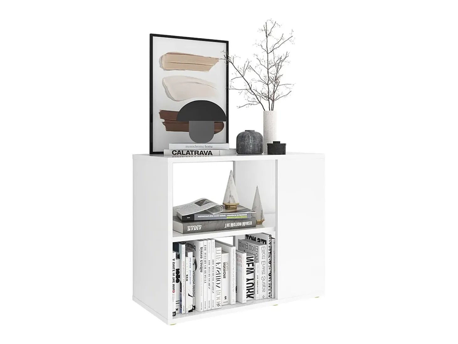 Armario auxiliar de madera contrachapada blanco 60x30x50 cm