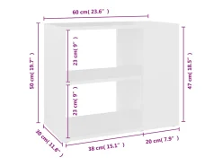 Armario auxiliar de madera contrachapada blanco 60x30x50 cm