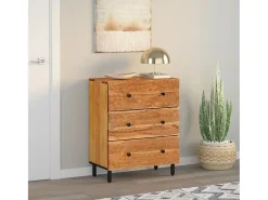 Armario auxiliar madera maciza de acacia 60x33x75 cm