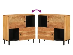 Armario auxiliar madera maciza de acacia 80x33x75 cm