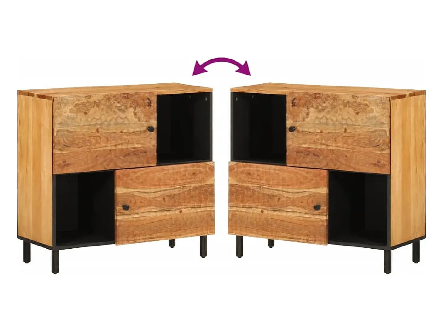 Armario auxiliar madera maciza de acacia 80x33x75 cm
