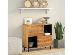 Armario auxiliar madera maciza de acacia 80x33x75 cm