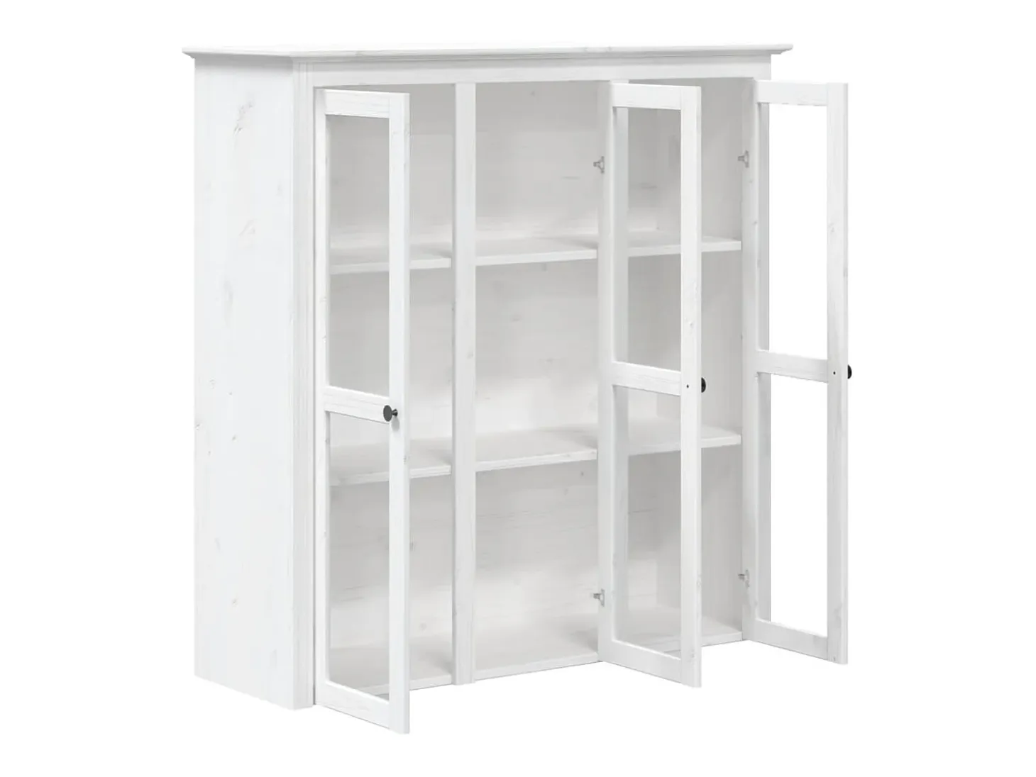 Armario BODO blanco con puertas de cristal, madera maciza de pino
