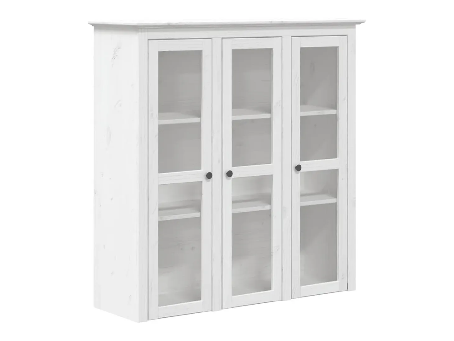 Armario BODO blanco con puertas de cristal, madera maciza de pino