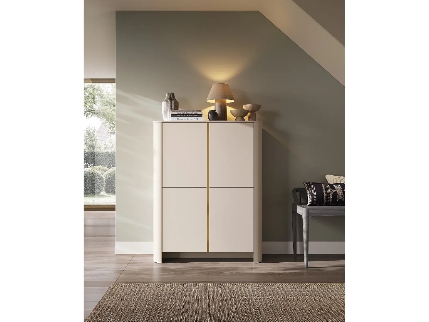 Armario, Cachemira, 103 x 39 x 132 cm | Mueble moderno con cantos redondeados